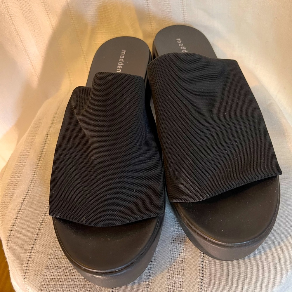 Steve Madden Black Slide Sandals